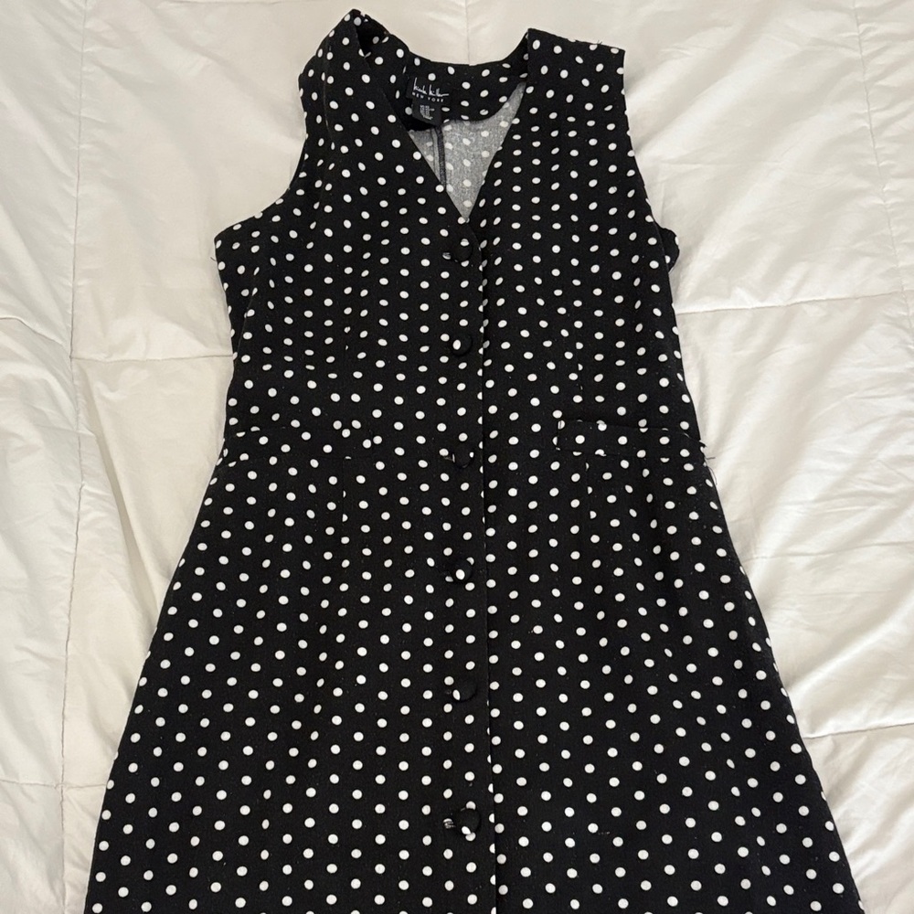 Chic Black and White Polka Dot Mini Dress